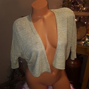 Bebe metallic dolman sweater shrug S